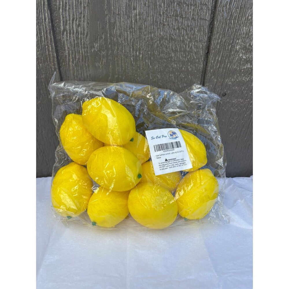 Artificial Lemons Fruit Decorative Display Decor 10 Pack Faux Fake Life Size